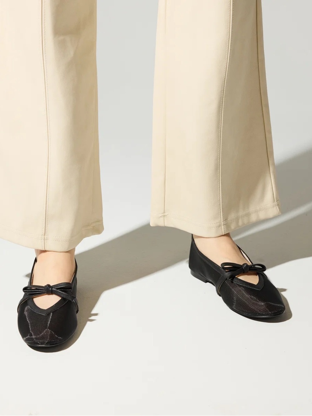 Yosi Samra Savannah Black Mesh Flats